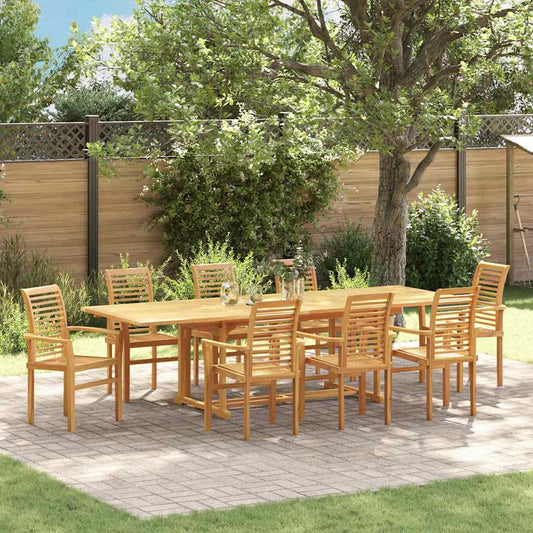 Set da Pranzo per Giardino 9 pcs Marrone Legno di teak solido