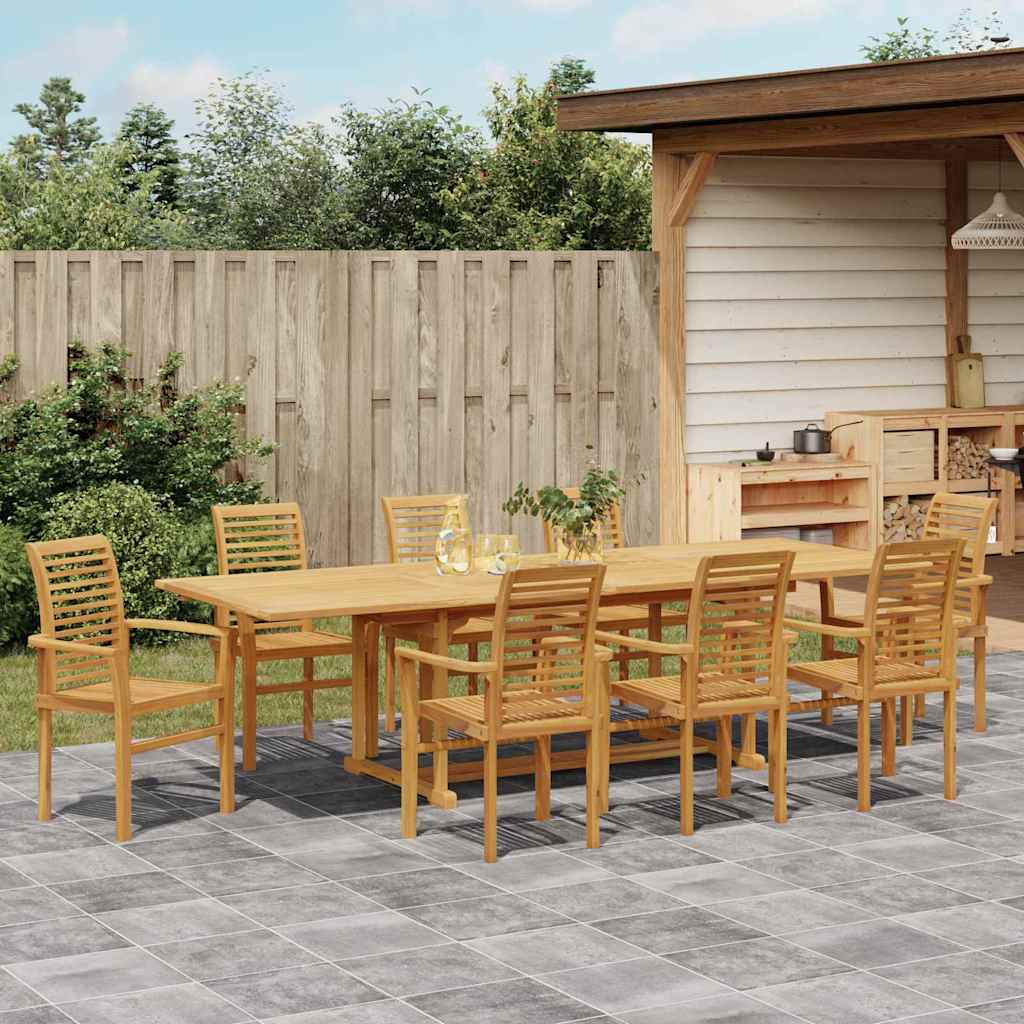 Set da Pranzo per Giardino 9 pcs Marrone Legno di teak solido