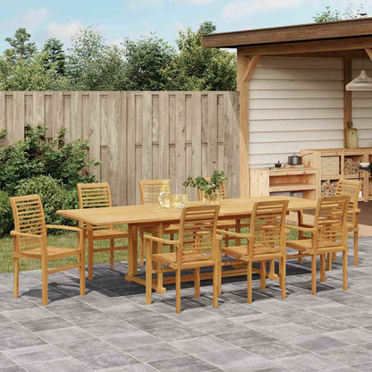 Set da Pranzo per Giardino 9 pcs Marrone Legno di teak solido