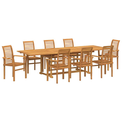 Set da Pranzo per Giardino 9 pcs Marrone Legno di teak solido