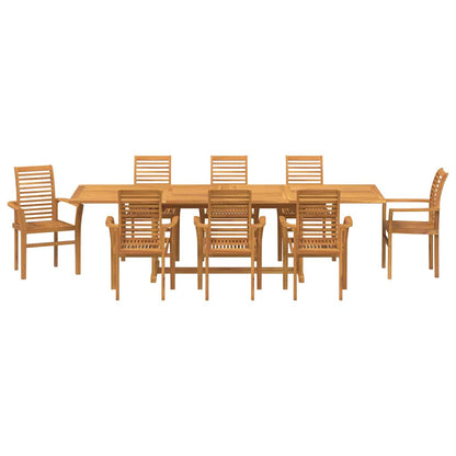 Set da Pranzo per Giardino 9 pcs Marrone Legno di teak solido
