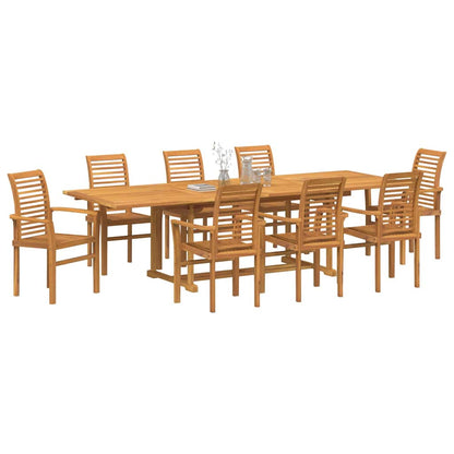 Set da Pranzo per Giardino 9 pcs Marrone Legno di teak solido