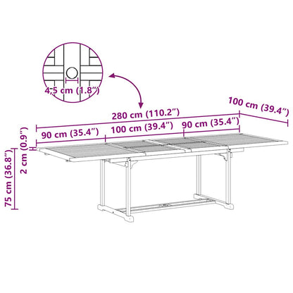 Set da Pranzo per Giardino 9 pcs Marrone Legno di teak solido