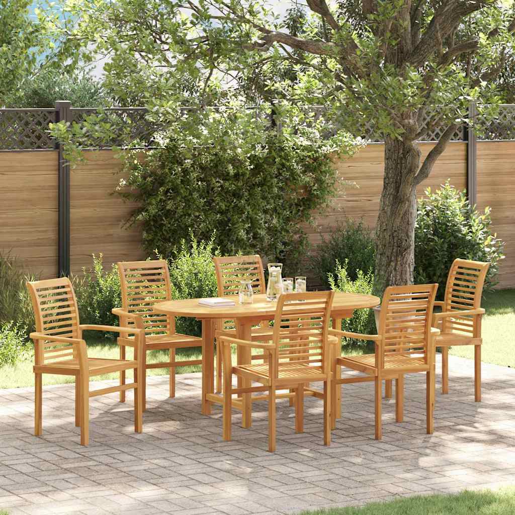 Set da Pranzo per Giardino 7 pcs Marrone Legno massello di teak - homemem39