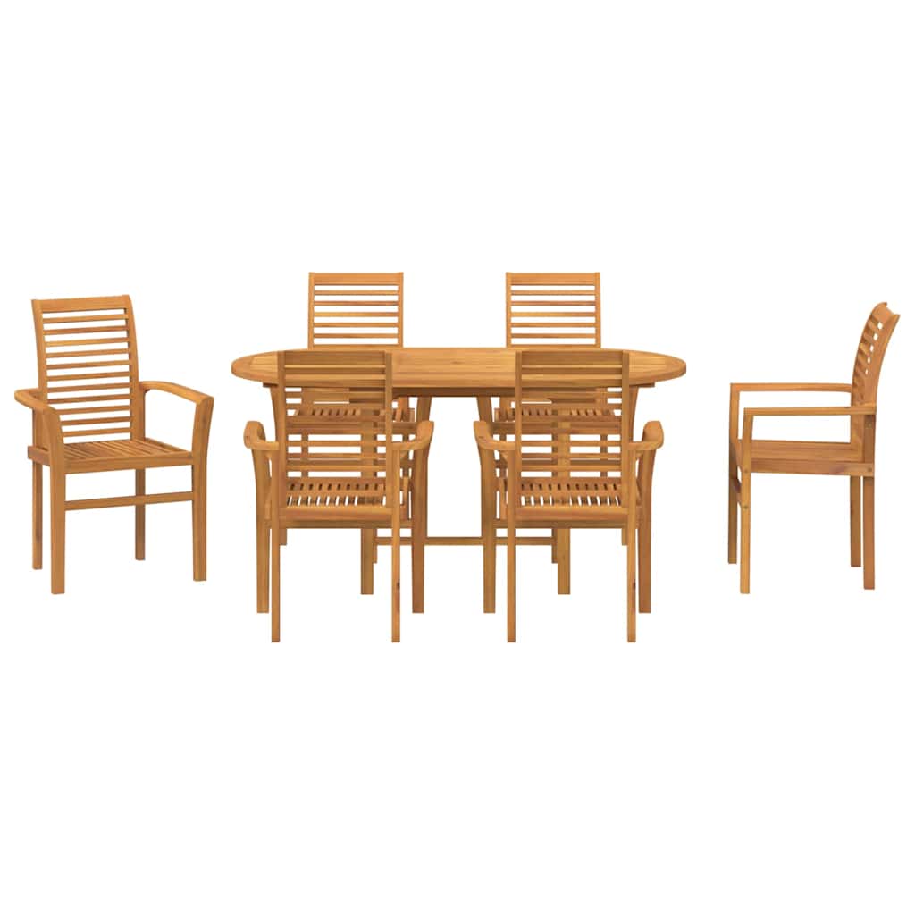 Set da Pranzo per Giardino 7 pcs Marrone Legno massello di teak - homemem39