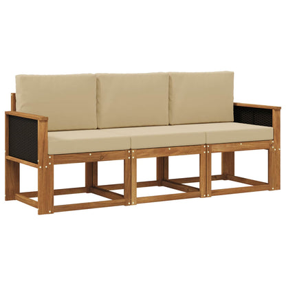 Set di divani da esterno con cuscino 3 pcs Naturale