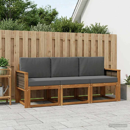 Set di divani da esterno con cuscino 3 pcs Naturale e Antracite