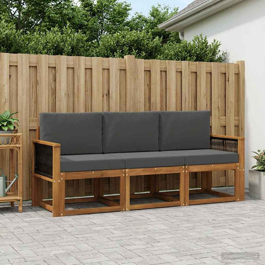 Set di divani da esterno con cuscino 3 pcs Naturale e Antracite