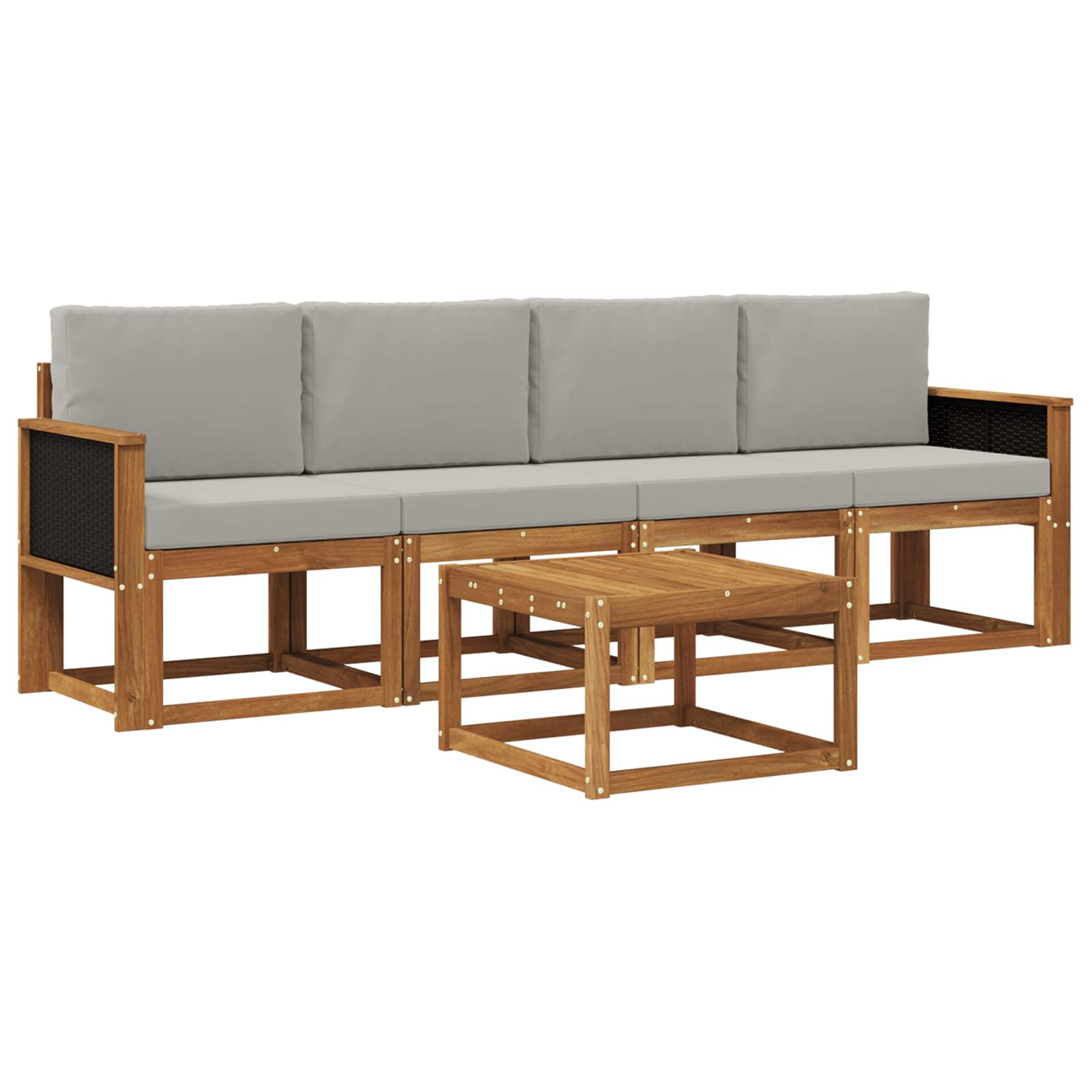 Set di divani da esterno 4 pcs Naturale e Grigio Chiaro | homemem39