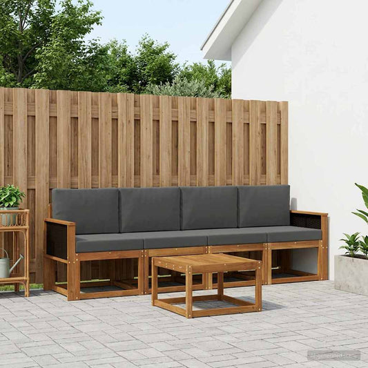 Set di divani da esterno con cuscino 4 pcs Naturale e Antracite