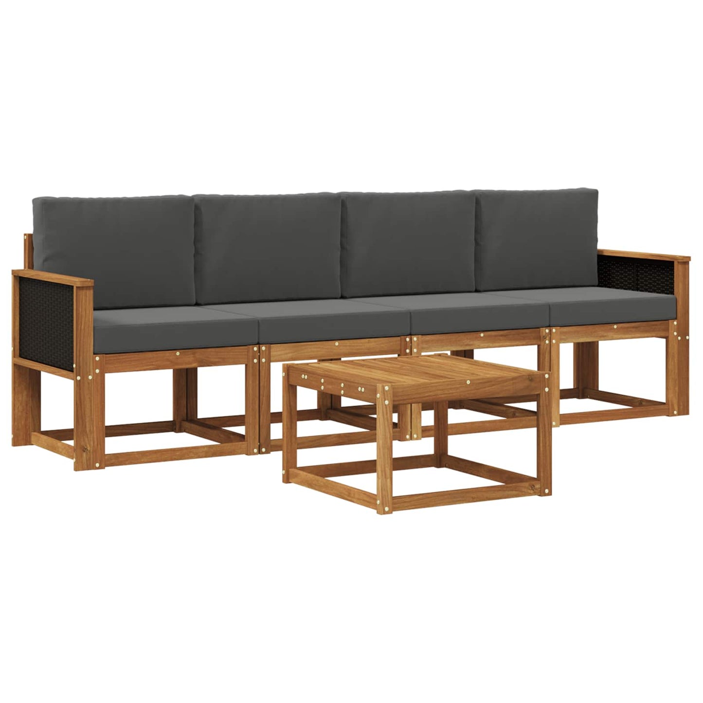 Set di divani da esterno con cuscino 4 pcs Naturale e Antracite | homemem39