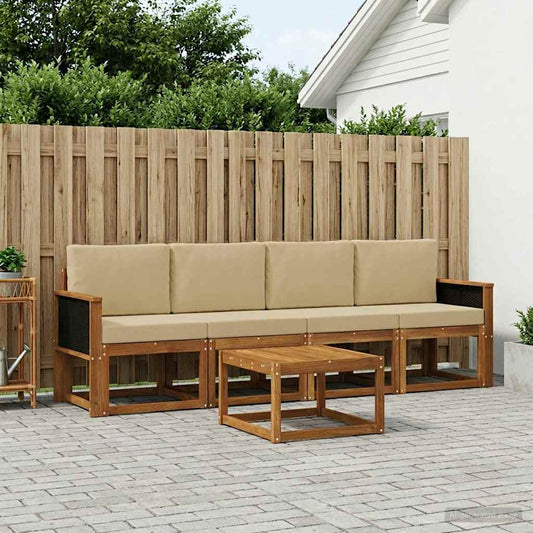 Set di divani da esterno con cuscino 4 pcs Naturale