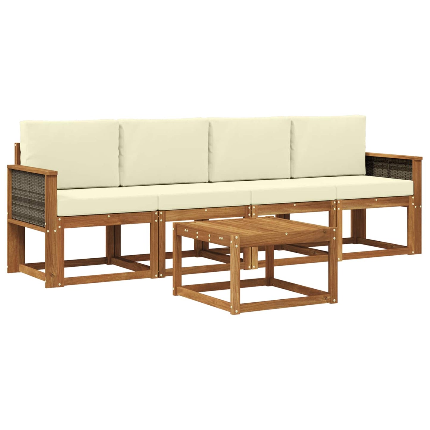 Set di divani da esterno con cuscino 4 pcs Naturale e Crema