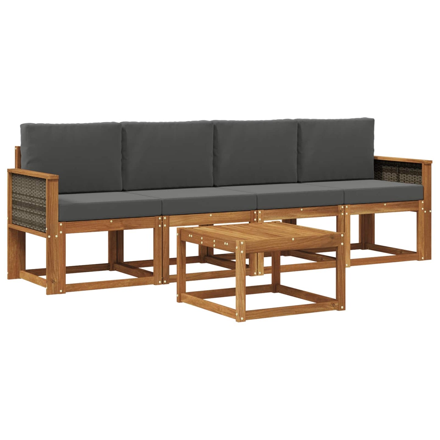 Set di divani da esterno con cuscino 4 pcs Naturale e Antracite
