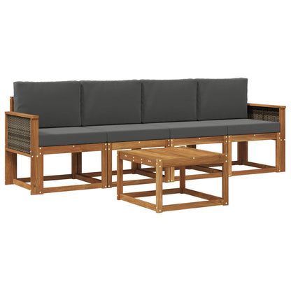 Set di divani da esterno con cuscino 4 pcs Naturale e Antracite