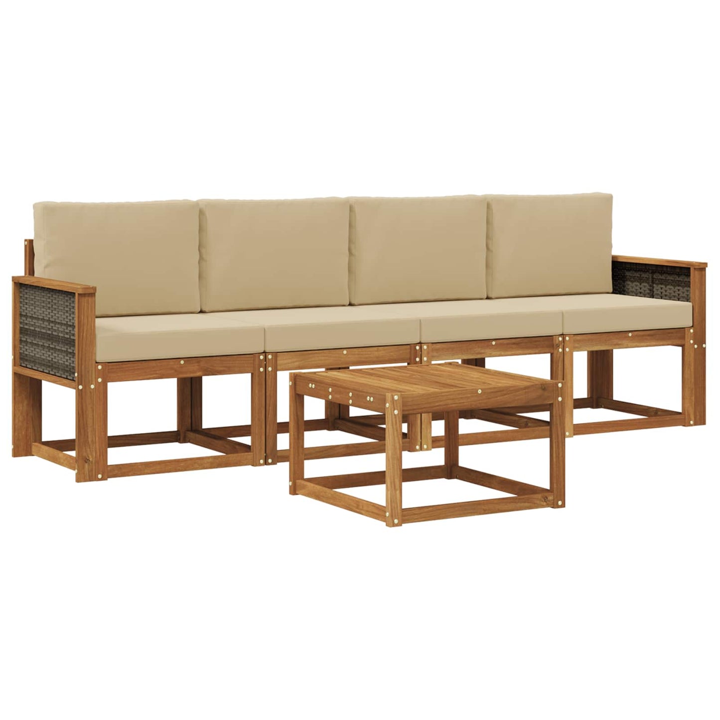 Set di divani da esterno con cuscino 4 pcs Naturale