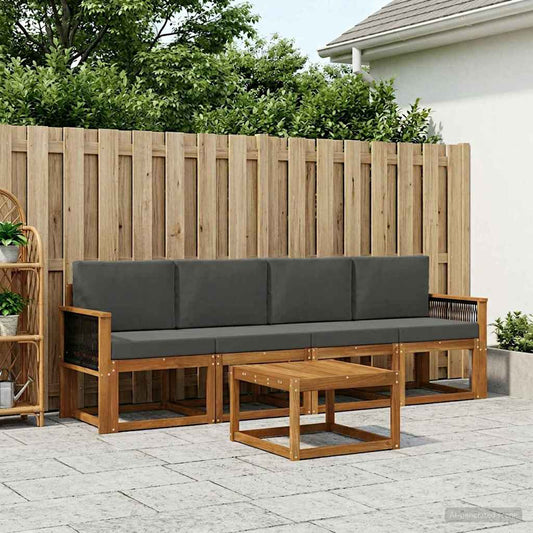 Set di divani da esterno con cuscino 4 pcs Naturale e Antracite