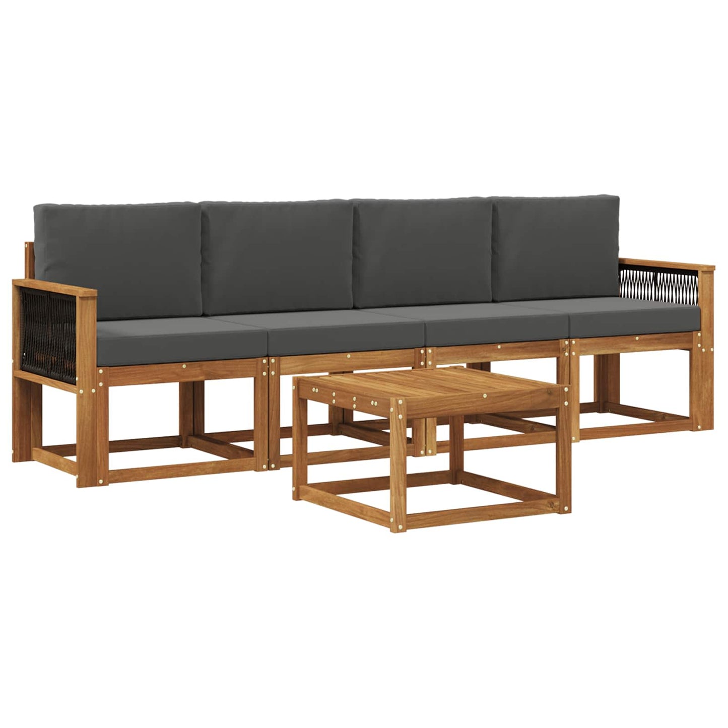 Set di divani da esterno con cuscino 4 pcs Naturale e Antracite