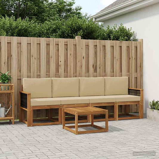 Set di divani da esterno con cuscino 4 pcs Naturale