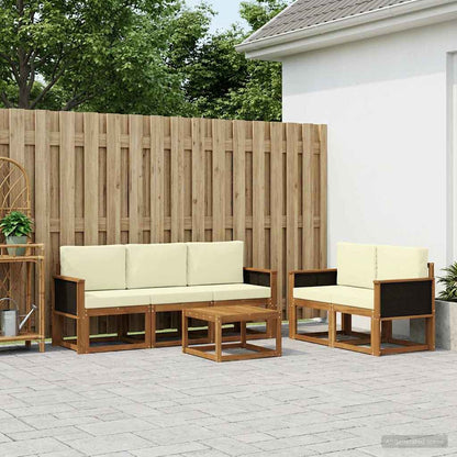 Set di divani da esterno con cuscino 6 pcs Naturale e Crema