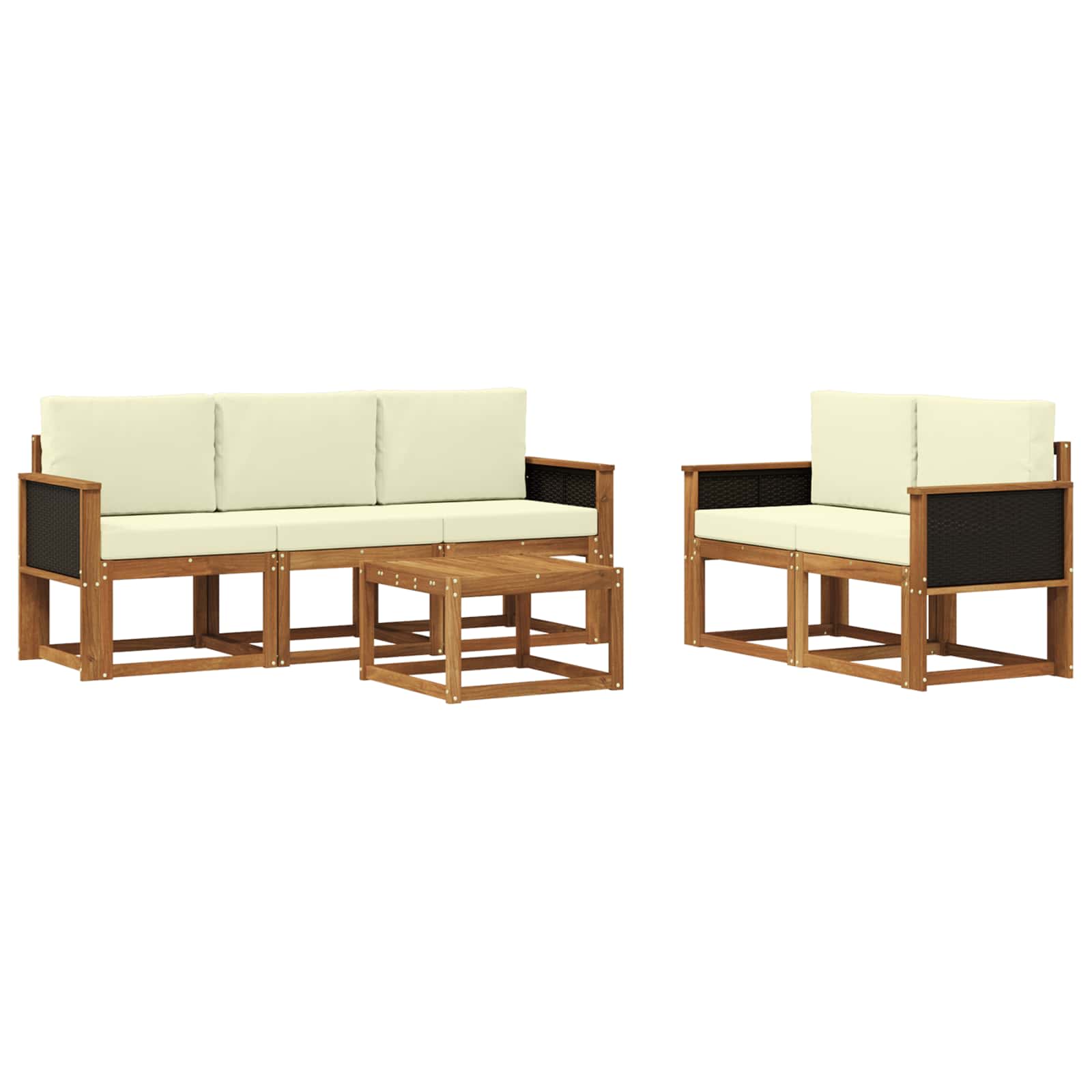 Set di divani da esterno con cuscino 6 pcs Naturale e Crema | homemem39