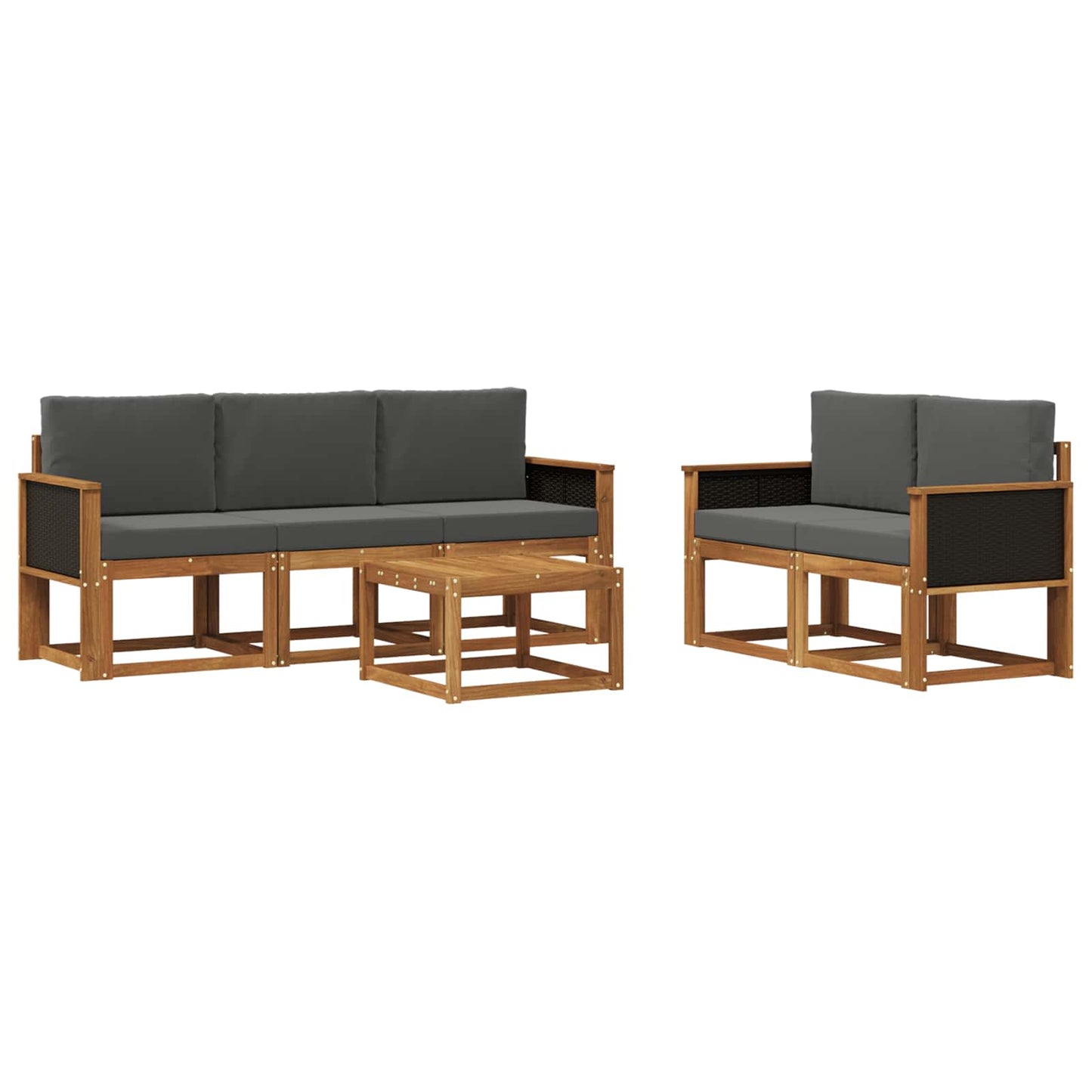 Set di divani da esterno con cuscino 6 pcs Naturale e Antracite