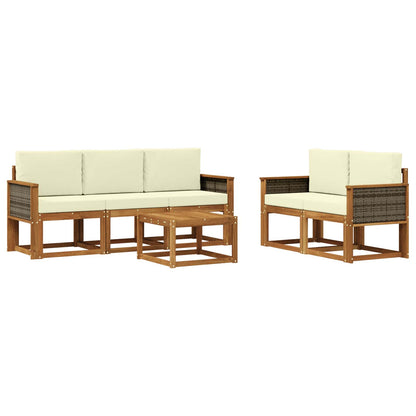 Set di divani da esterno con cuscino 6 pcs Naturale e Crema