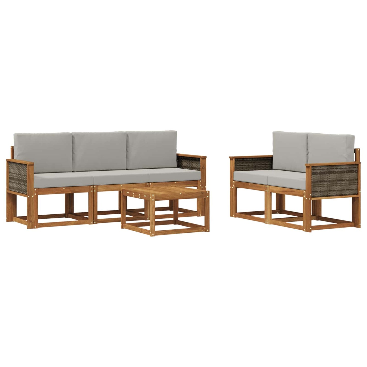 Set di divani da esterno 6 pcs Naturale e Grigio Chiaro