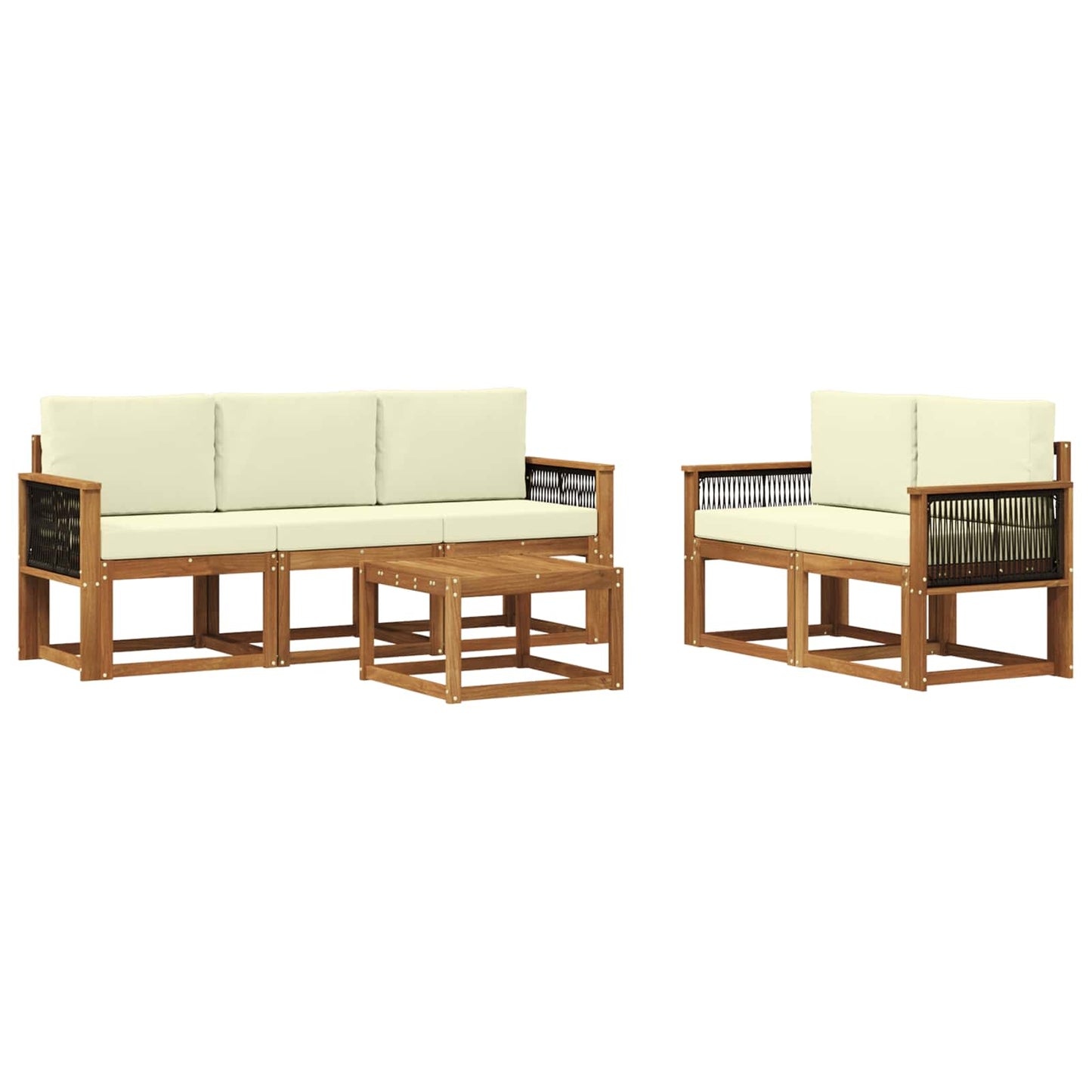 Set di divani da esterno 6 pz Naturale e Crema