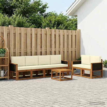 Set di divani da esterno con cuscino 6 pcs Naturale e Crema