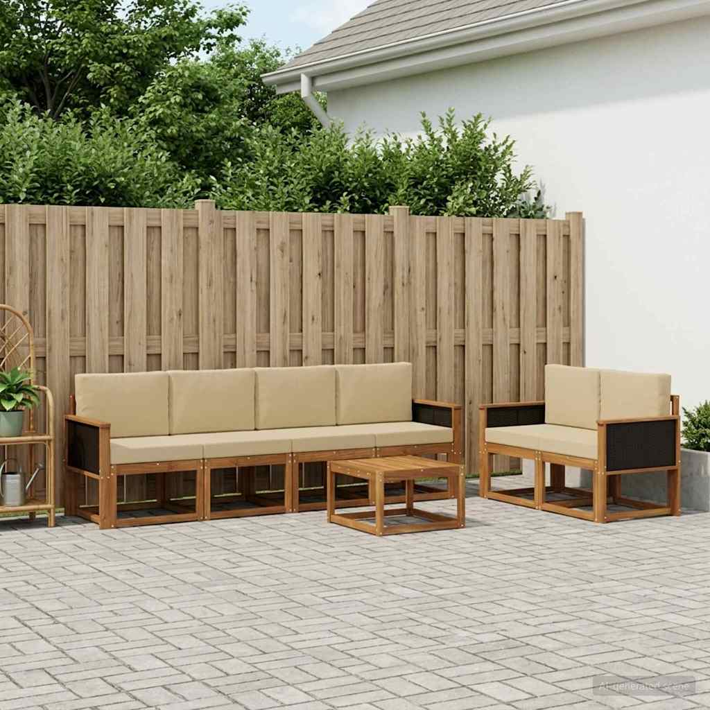 Set di divani da esterno con cuscino 6 pcs Naturale
