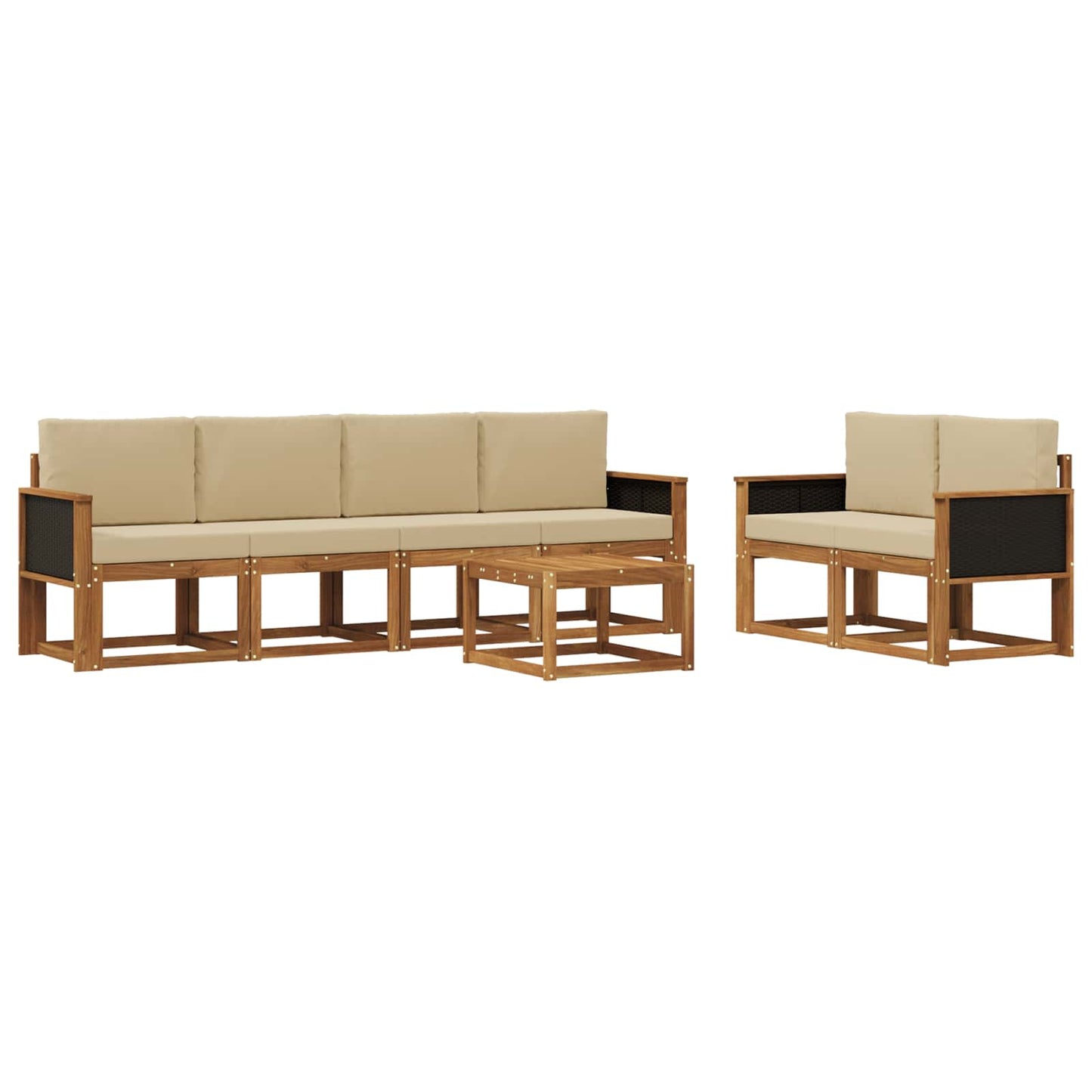 Set di divani da esterno con cuscino 6 pcs Naturale