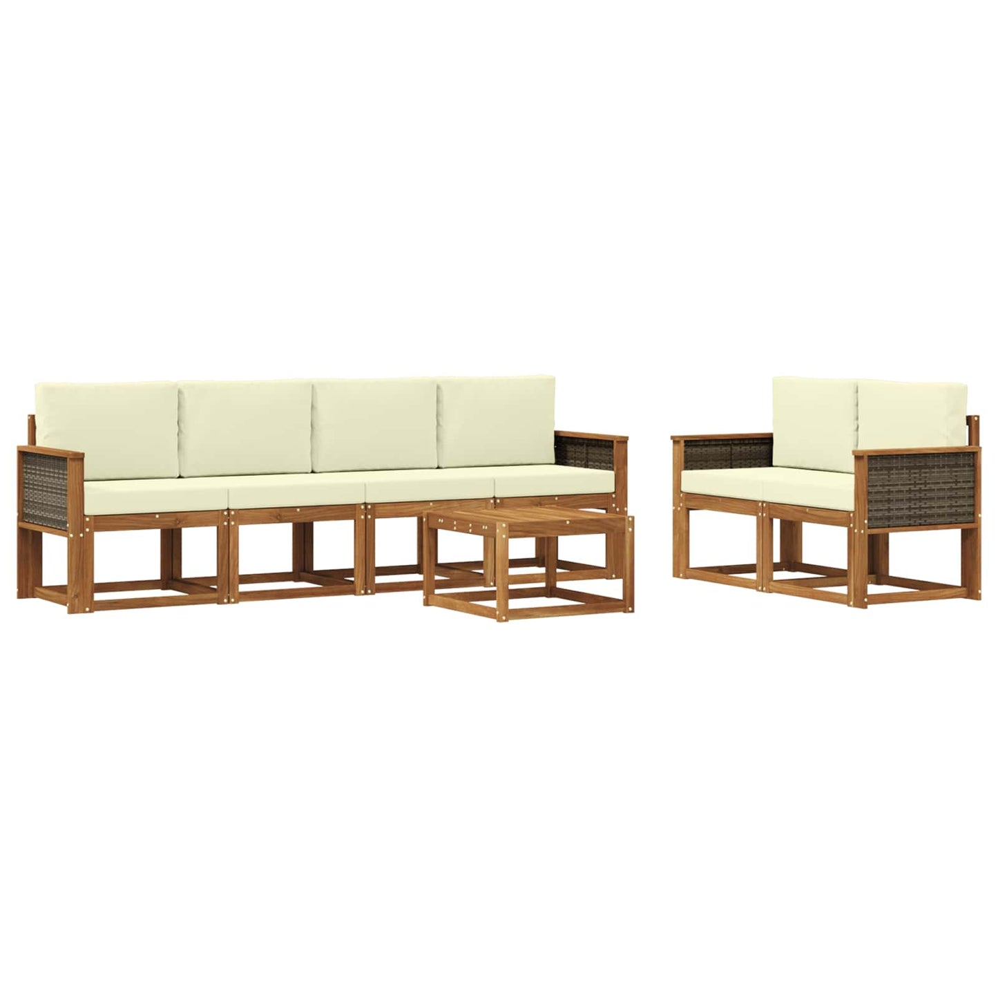 Set di divani da esterno con cuscino 6 pcs Naturale e Crema