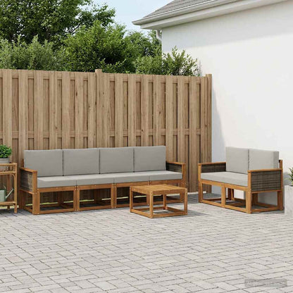 Set di divani da esterno 6 pcs Naturale e Grigio Chiaro