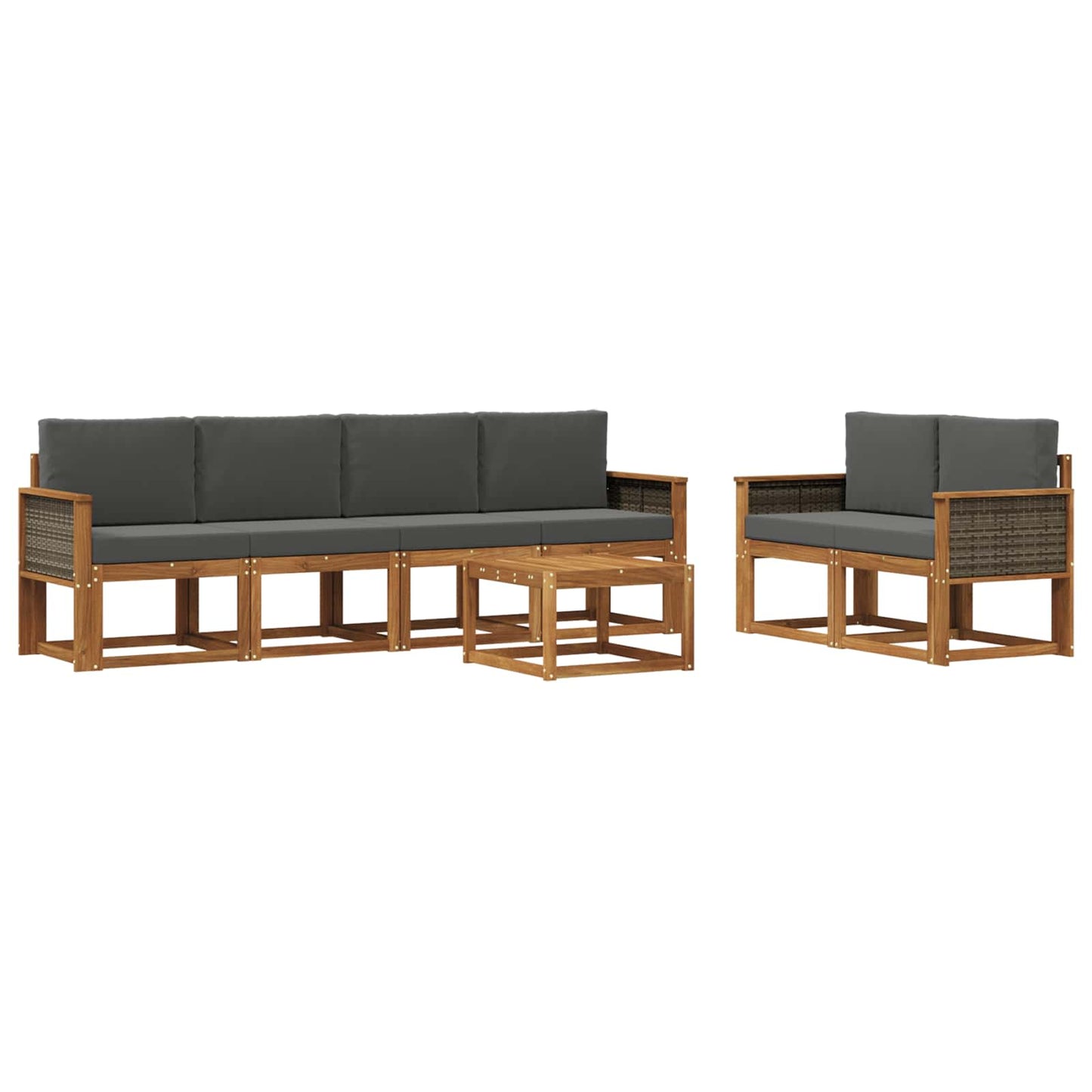 Set di divani da esterno con cuscino 6 pcs Naturale e Antracite