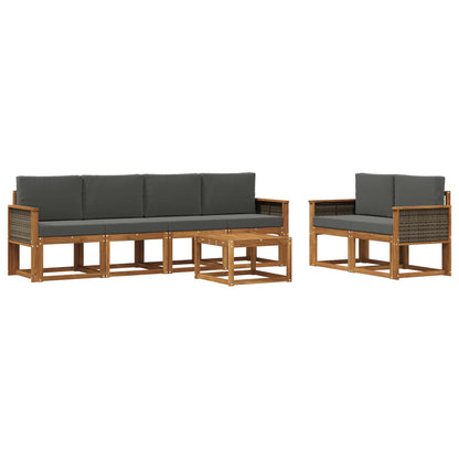 Set di divani da esterno con cuscino 6 pcs Naturale e Antracite