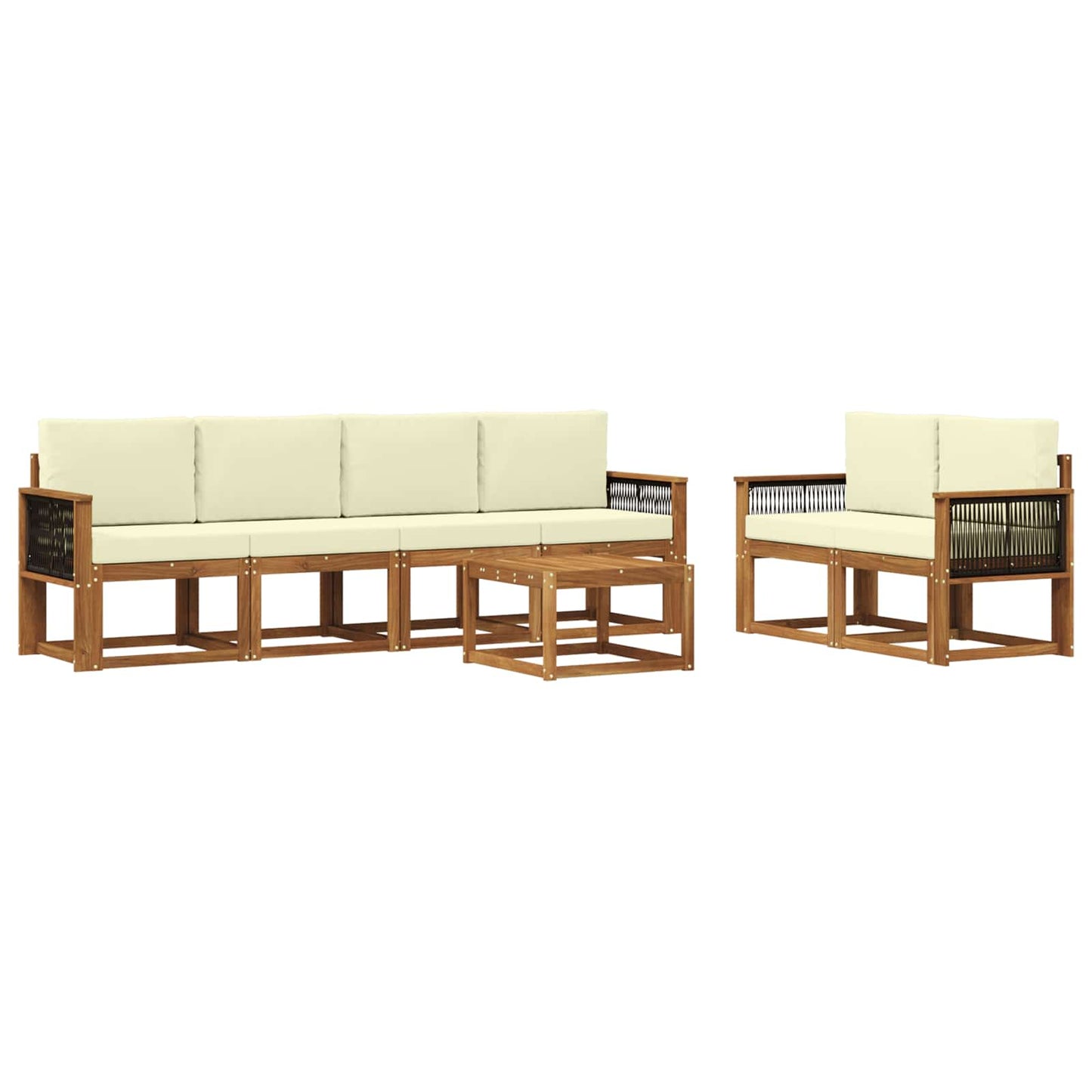 Set di divani da esterno con cuscino 6 pcs Naturale e Crema