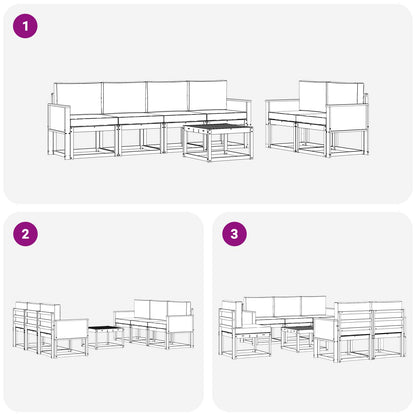 Set di divani da esterno con cuscino 6 pcs Naturale e Crema