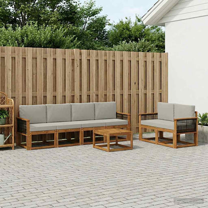Set di divani da esterno 6 pcs Naturale e Grigio Chiaro