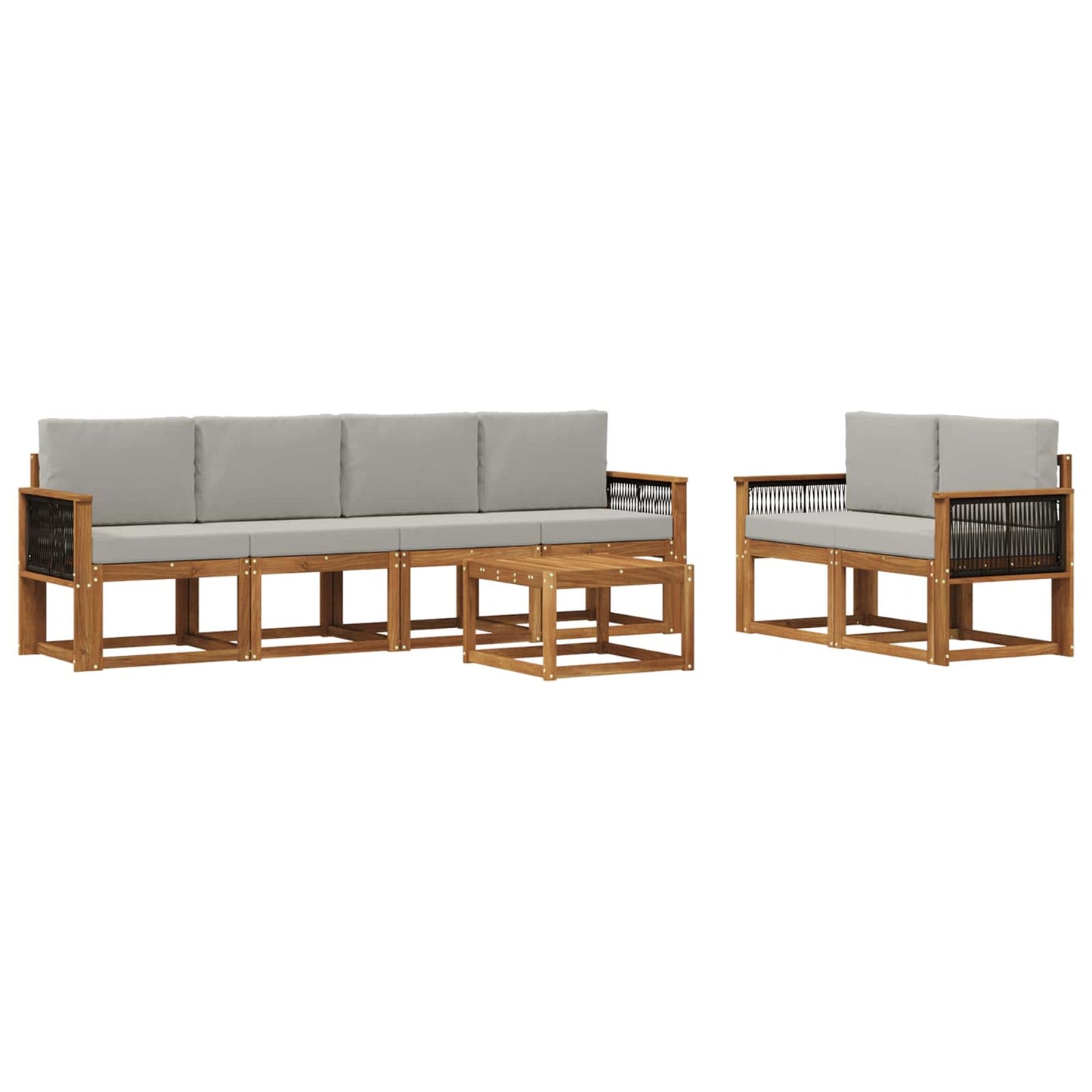 Set di divani da esterno 6 pcs Naturale e Grigio Chiaro