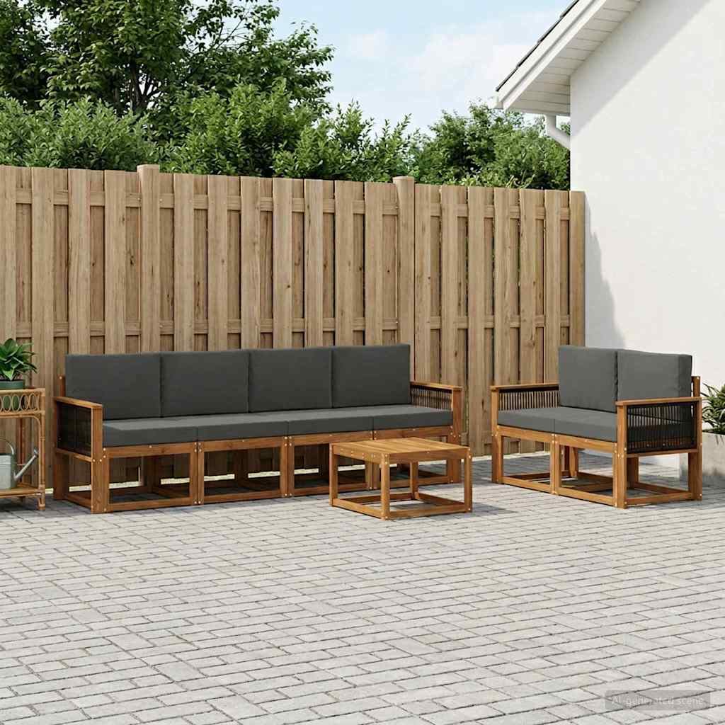 Set di divani da esterno con cuscino 6 pcs Naturale e Antracite