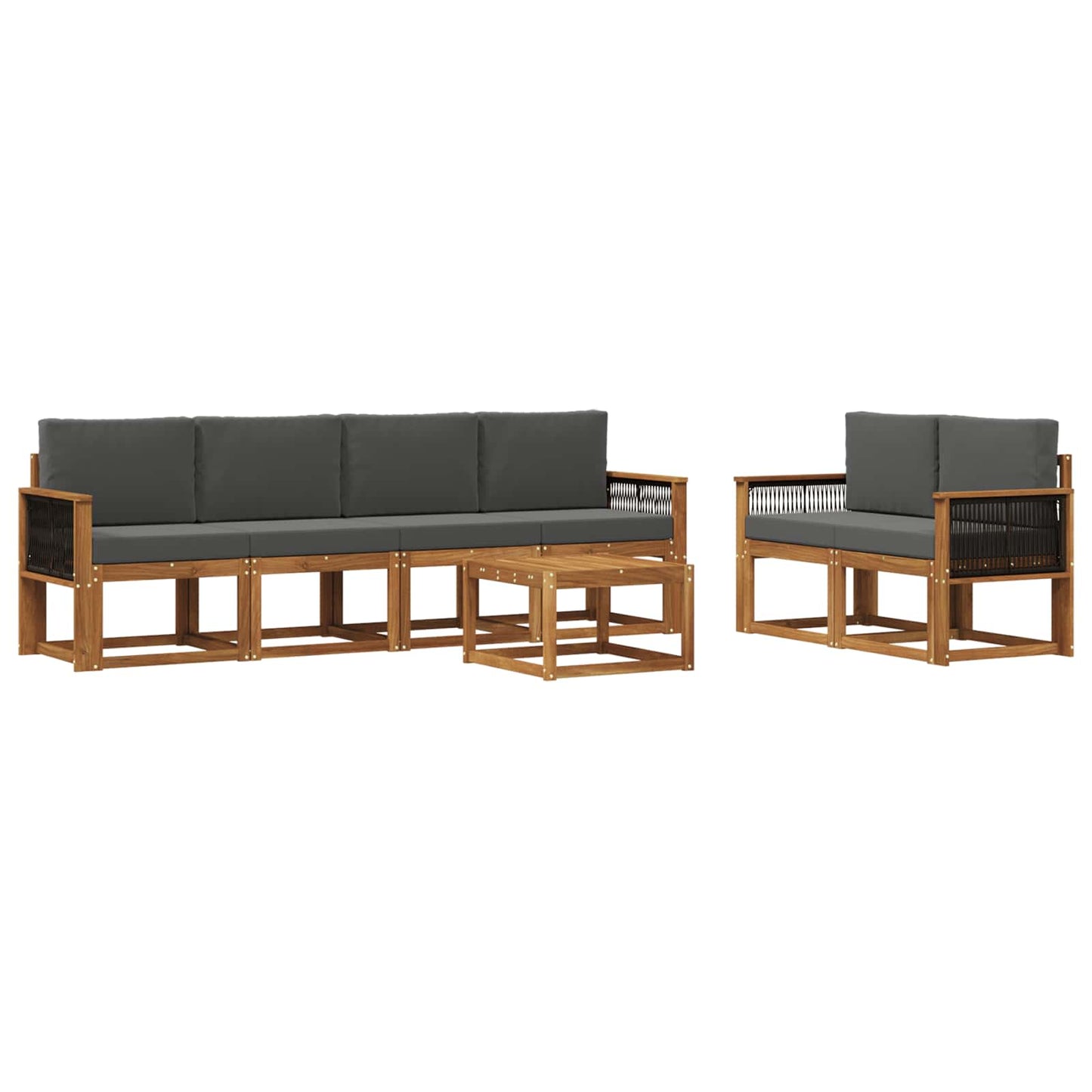 Set di divani da esterno con cuscino 6 pcs Naturale e Antracite
