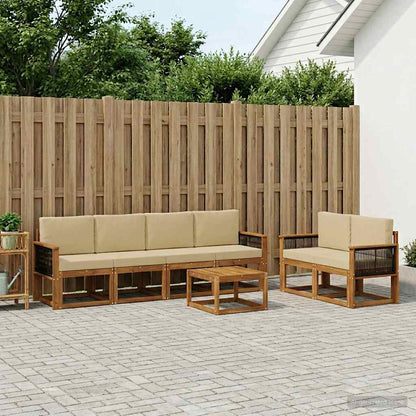 Set di divani da esterno con cuscino 6 pcs Naturale