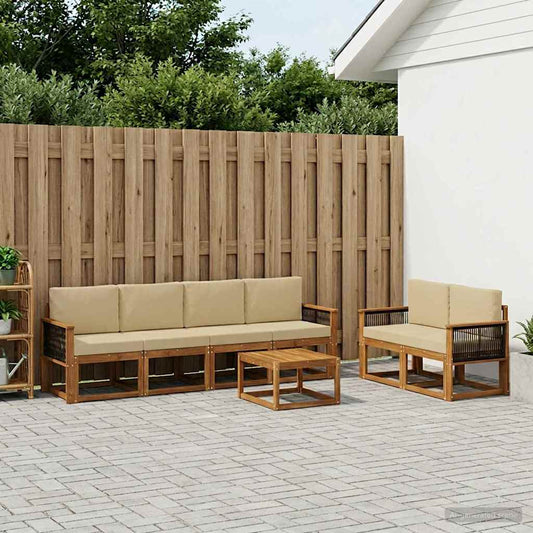 Set di divani da esterno con cuscino 6 pcs Naturale