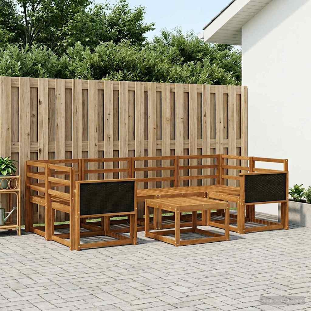 Set di divani da esterno 5 pz Naturale Legno di Acacia Massello