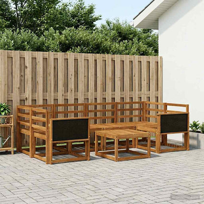 Set di divani da esterno 5 pz Naturale Legno di Acacia Massello