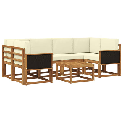 Set di divani da esterno con cuscino 5 pcs Naturale e Crema