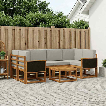 Set di divani da esterno 5 pcs Naturale e Grigio Chiaro