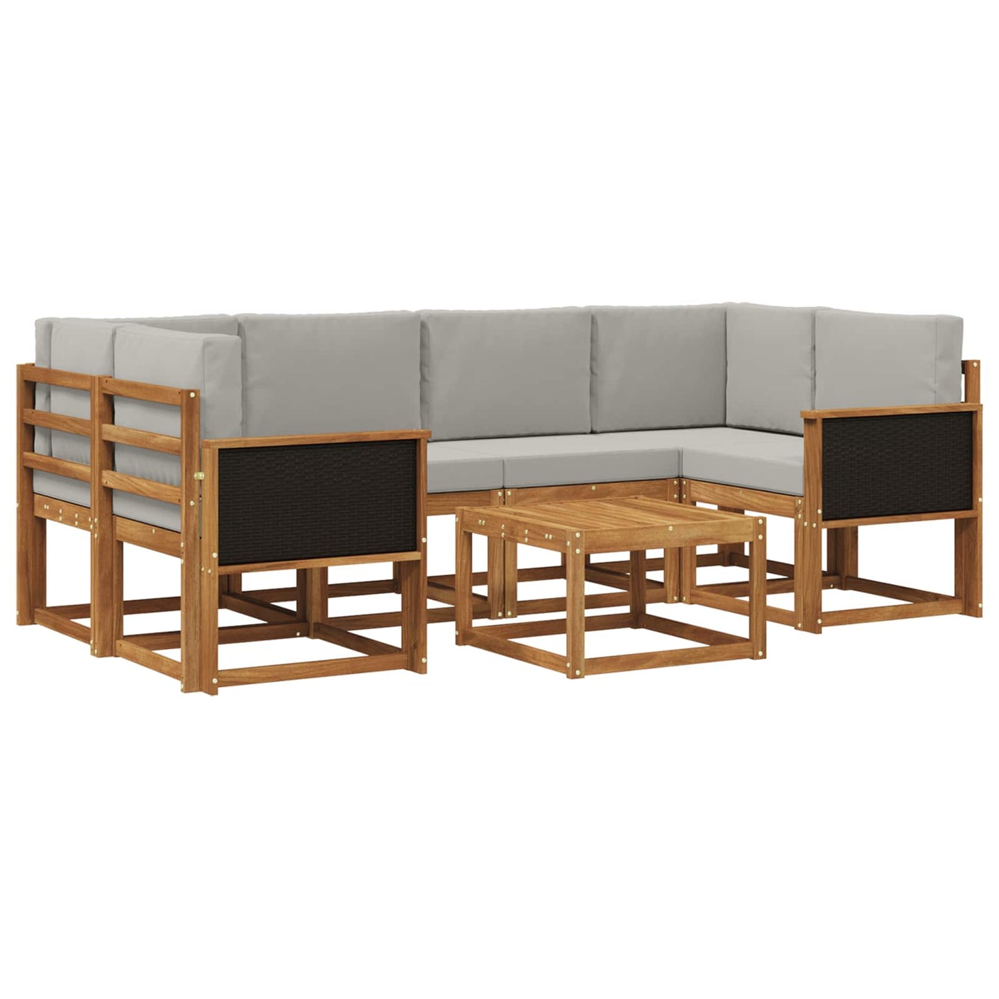 Set di divani da esterno 5 pcs Naturale e Grigio Chiaro