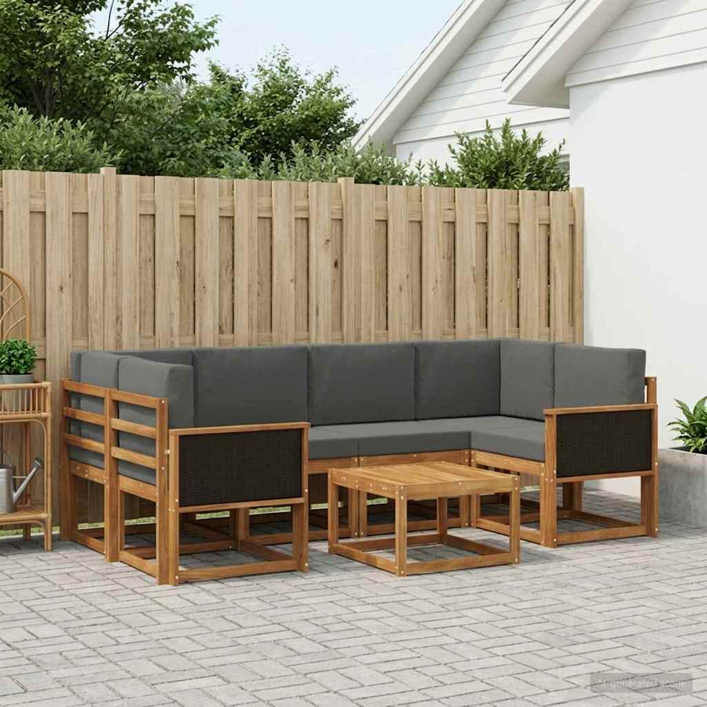 Set di divani da esterno con cuscino 5 pcs Naturale e Antracite